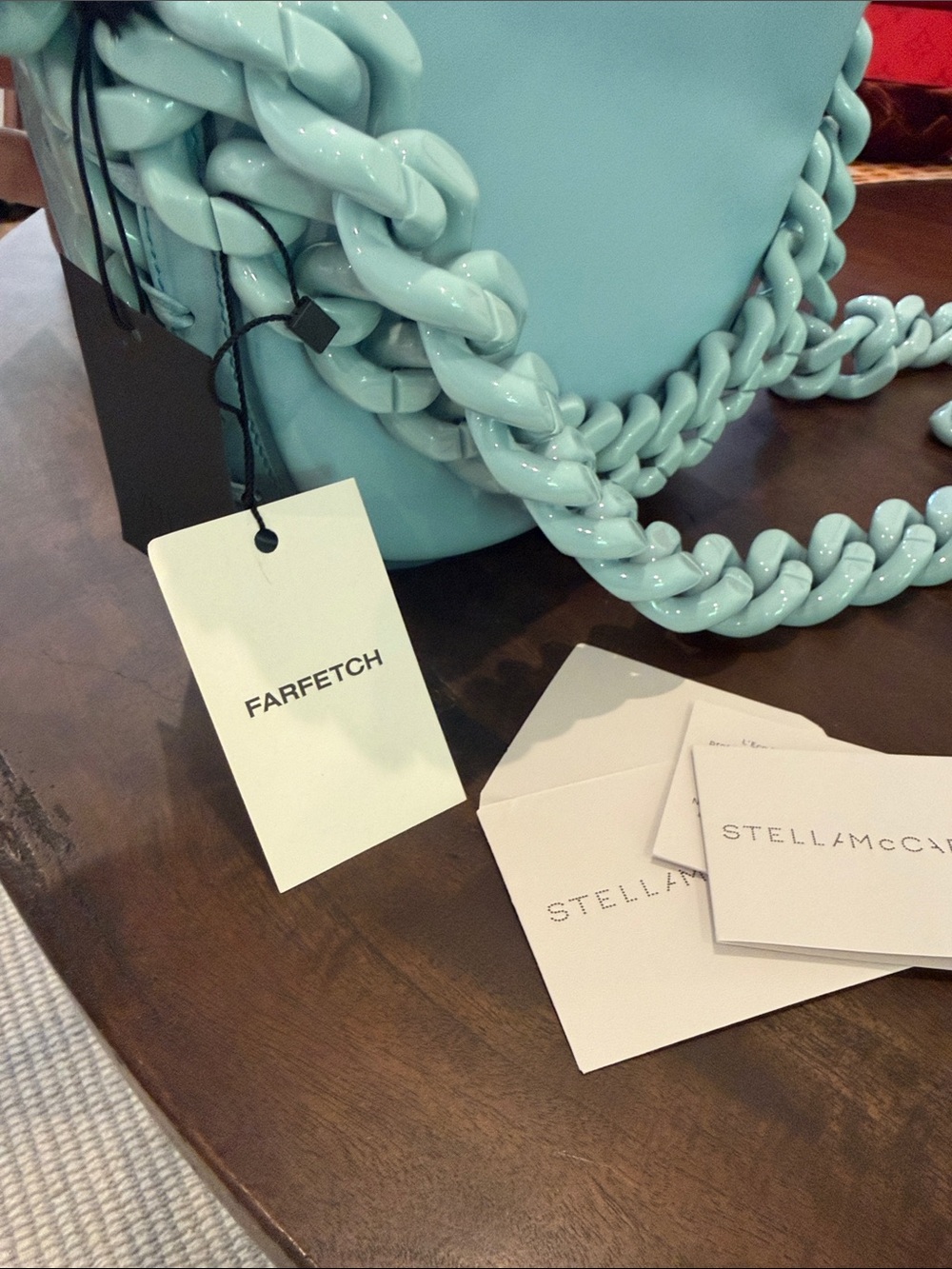Stella McCartney Pale Blue Braided Chain Shoulder Bag - Picture 4 of 8